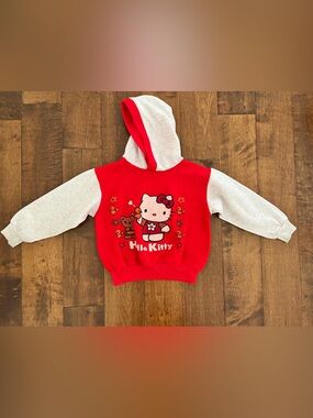 Vintage 90s 00s y2k Hello Kitty Girls Red Hooded Sweatshirt Made in USA 4T 5T